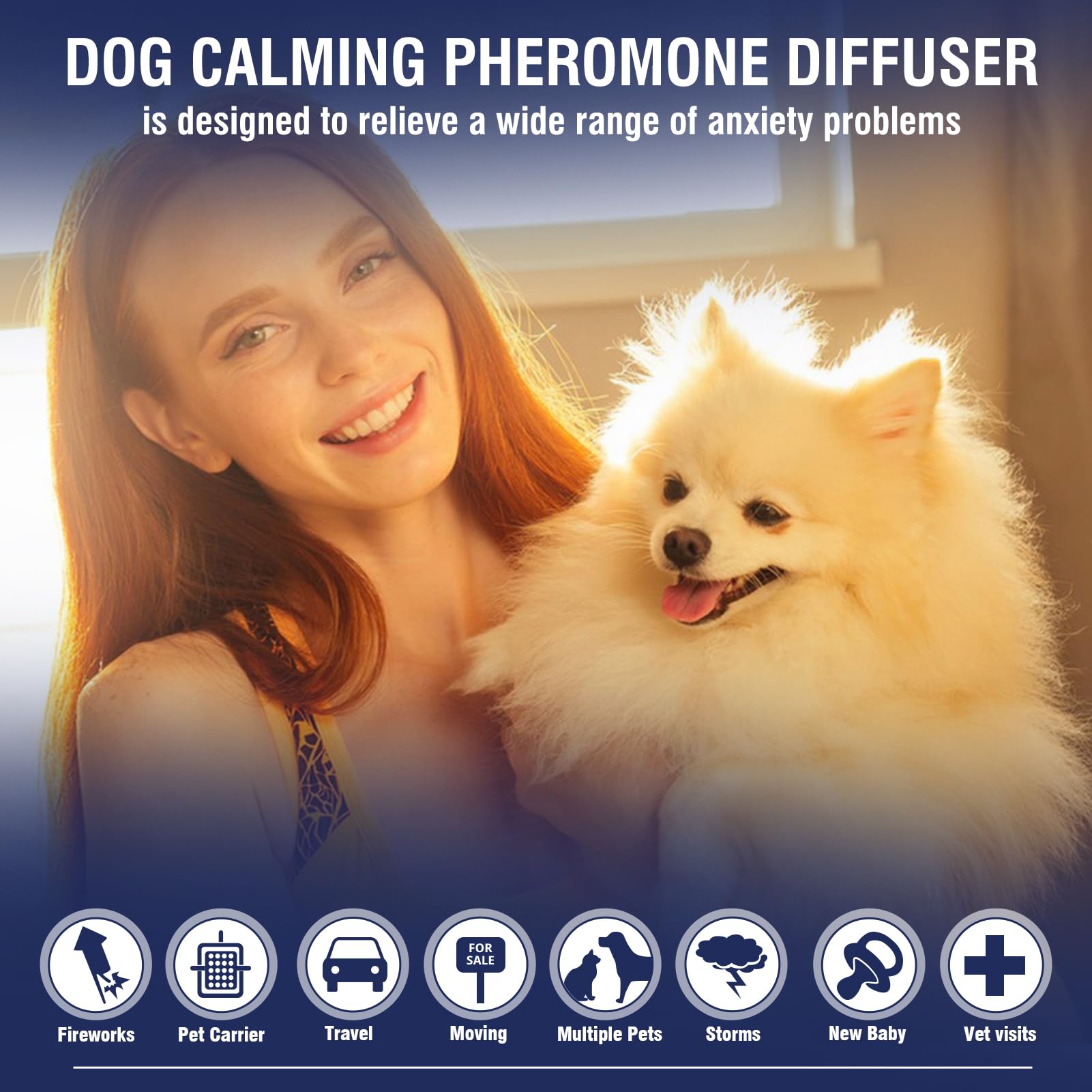 LKBHGF Dog Calming Pheromones Diffuser 6 in 1 Advanced Appeasing Pheromone Diffuser Kit (2 Plug in+4 Pack 48ml Refill) to Calm for Anxiety Relief Reduce Aggression Fighting Barking Stress (Tasteless)