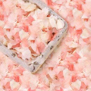 vaipi 2000 pieces hydrangea flower petals 1.41 oz pink white real nature dried flower petal for weddings, party flower confetti, valentine's day, flower girl baskets, romantic night, proposal decor