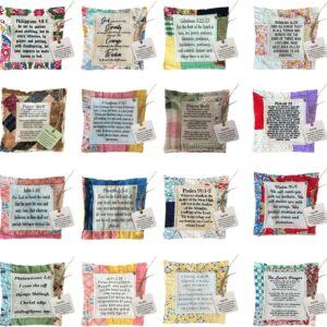 Darciamou Prayer Quilt with Cross Inside, Mini Vintage Prayer Quilt Squares, Handmade Sew Individually Vintage Prayer Quilt Squares, Symbolism Poems Quilts Serenity Prayer Blanket (Prayer Quilt)