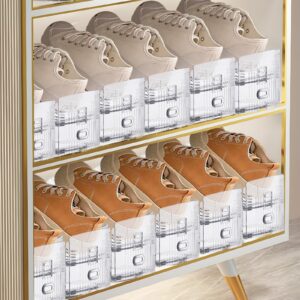 FENRUNXU Shoe Slots Organizer for Closet,6 Pack Shoe Stacker Shoe Rack Organizer for Closet Space Saver Storage Shoe Holder Organization(Transparent)