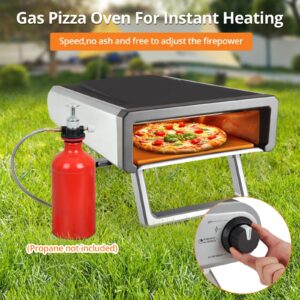 Takywep Pizza Oven Outdoor, 12" Outdoor Pizza Ovens, Portable Gas Propane Pizza Oven, Stainless Steel Outdoor Cooking Pizza Maker for Backyard Outdoor Kitchen