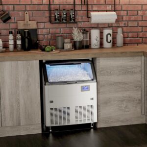 Coolake Commercial Ice Maker Machine 360lbs/24H, ETL Approved Under Counter Ice Maker, 120lbs Storage, Stainless Steel Ice Machine, Upgraded Water Filter Reduce Scale for Home Bar Restaurant Office