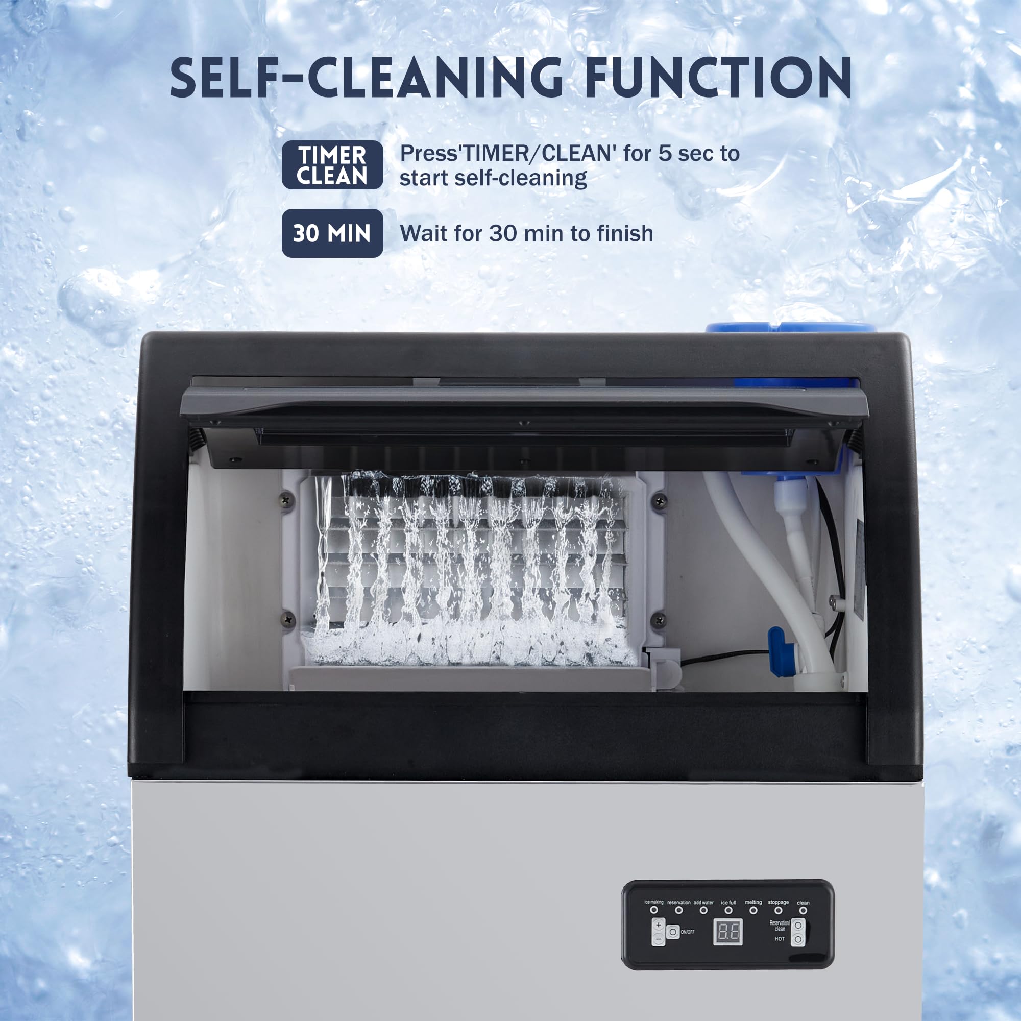 GarveeLife Commercial Ice Make r100 Lbs/24H, 33Lbs Ice Capacity, Fast and Quiet, with Water Filter, Ideal for Home, Office, Restaurant, and Bar, with 2 Water Inlet Modes