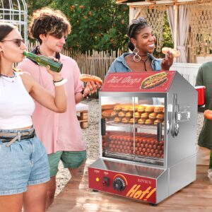 ROVSUN Hot Dog Steamer 175 Hot Dogs & 40 Buns Capacity, 31.7QT/30L Hut Steamer Hot Dog Steamer and Bun Warmer Cooker 2-Tier with Removable Shelves Food Clip for Party Event Concession Stand