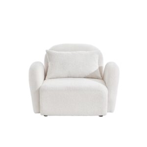 roomfitters Lazy Sofa Chair in Teddy Fabric, Comfortable and Stylish Living Room Seating, Ideal for Cozy Spaces, Durable Upholstery, Modern Design Enhancing a Relaxed Atmosphere, White