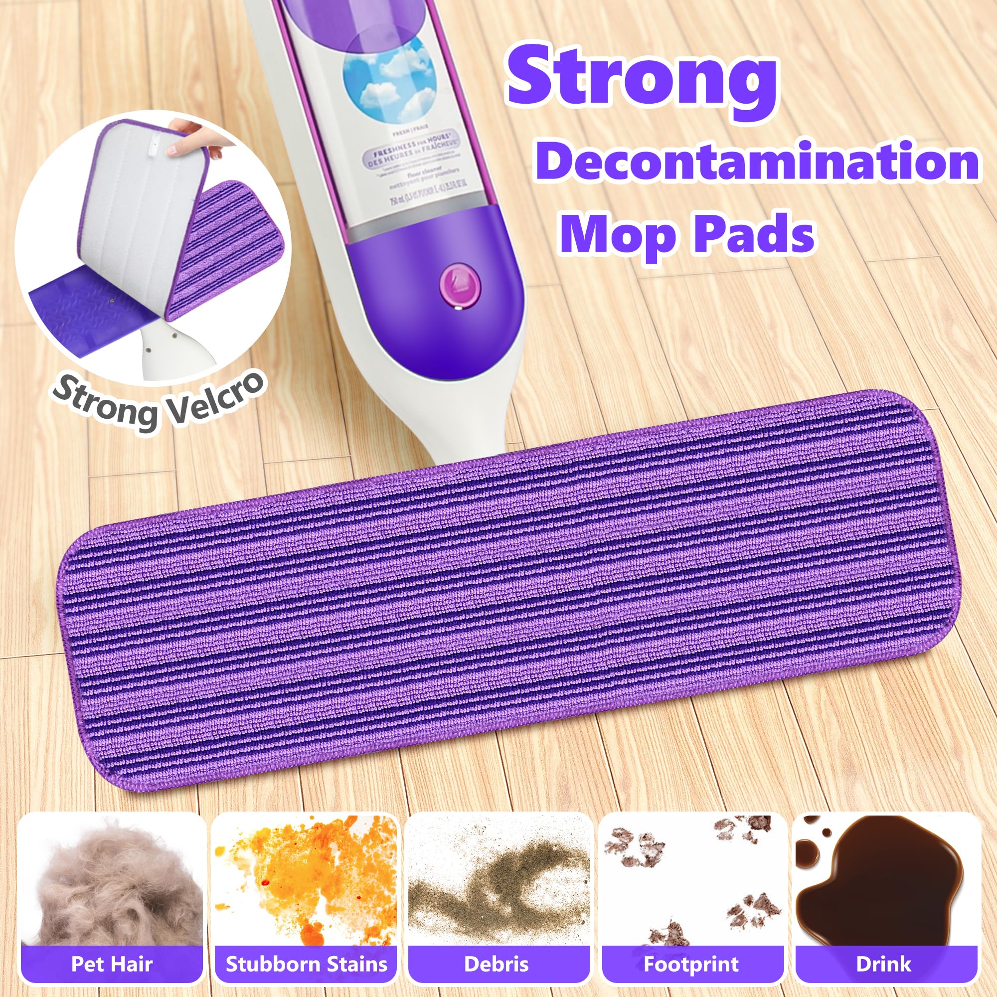 Reusable Mop Pads for Swiffer PowerMop - Microfiber Mop Pads Refills Mop Heads Replacement for Swiffer Mop Spray Mop Floor Mop, Washable Reusable Floor Mopping Refills, 18 Pack