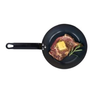 Restaurantware Met Lux 8 Inch Fry Pan, 1 Lightweight Frying Pan - Induction-Ready, Triple-Riveted, Black Carbon Steel Cooking Skillet, Durable, For Searing, Sauteing, And Browning Food