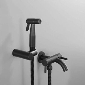 minjing toilet bidet, hand held sprayer douche kit, matte black dual control faucet spout valve shower set toilet washing,a set