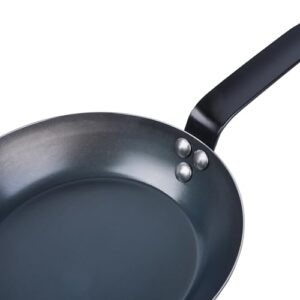 Restaurantware Met Lux 8 Inch Fry Pan, 1 Lightweight Frying Pan - Induction-Ready, Triple-Riveted, Black Carbon Steel Cooking Skillet, Durable, For Searing, Sauteing, And Browning Food