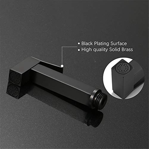 MINJING Hand Held Toilet Bidet Sprayer, Square Dual Way Faucet Valve Shower Set Toilet Washing, Matte Black Douche Kit,A Set