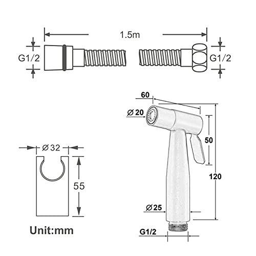 MINJING Bidet Sprayer for Toilet, Black Toilet Handheld Bidet Faucet, Toilet Attachment Handheld Cloth Diaper Spray Set,Spray Gun Set with Angle Valve