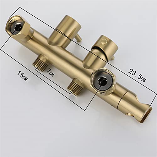 MINJING Handheld Toilet Bidet Sprayer Faucet, Brushed Gold Dual Handle Double Hole Shower Mixer Faucet