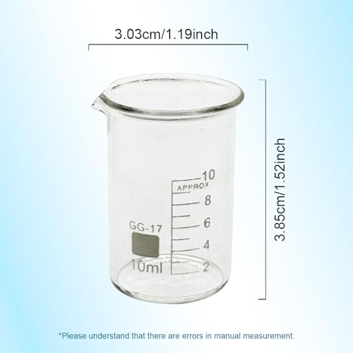 1pcs 100/25/250ml/150ml/200ml G3.3 Borosilicate Glass Low Form Beaker Chemistry Lab Heavy Wall Heat-Resist Scaled Measuring Cup (10ml)