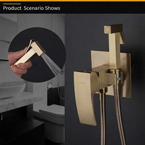 MINJING Bidet Faucets, Antique Style Bronze Bidet Shower Wall Mount Bidet Toilet Hand Held Bidet Sprayer, WC Portable Sprayer