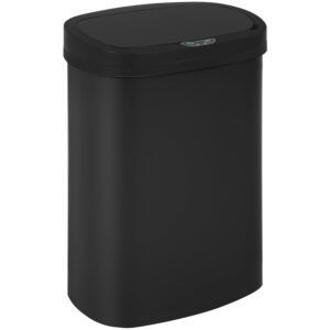 bestoffice trash can broken-resistant plastic touch free high-capacity garbage can with lid for bedroom bathroom home office 49 liter 13 gallon trash can automatic kitchen trash can (1, black)