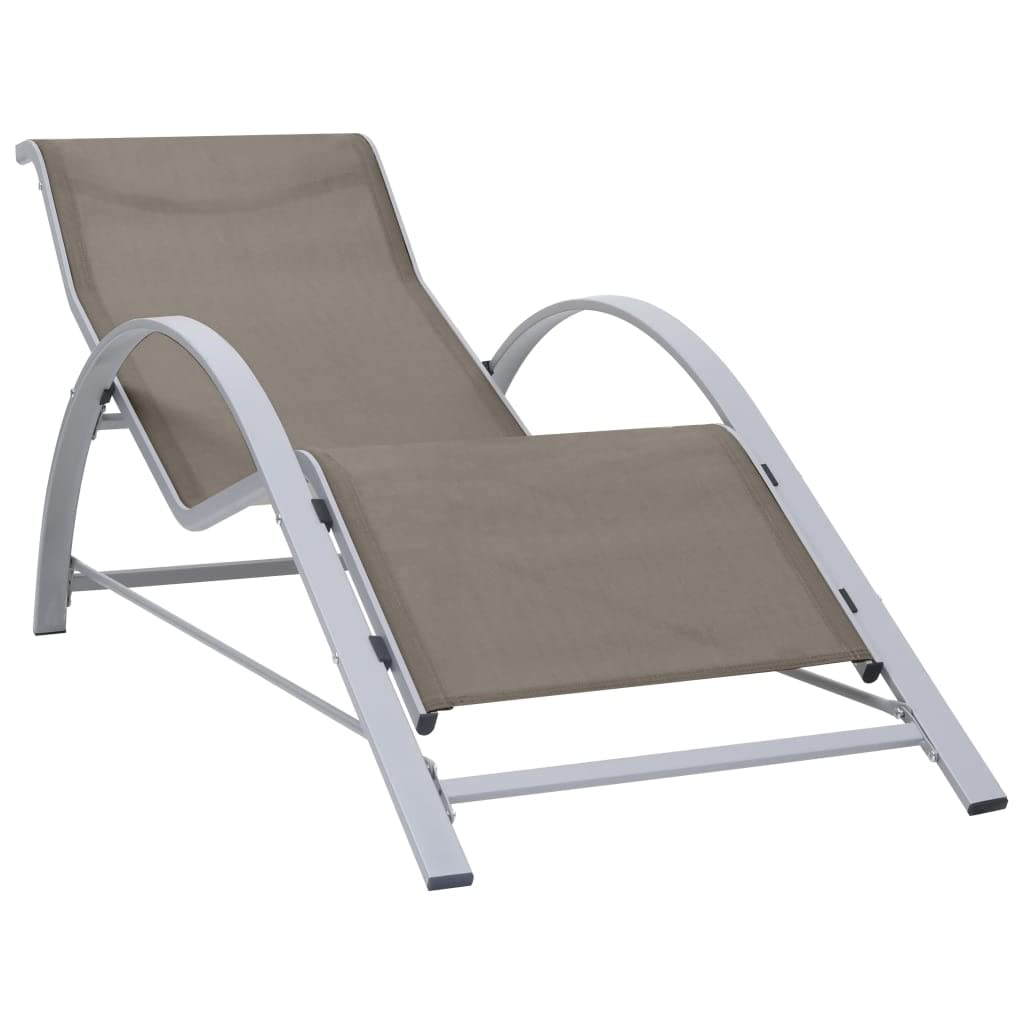 MINERWALL Sun Loungers 2 pcs with Table Aluminum Taupe,Patio Sunlounger Set with Table Comfortable and Durable Outdoor Furniture Sun Loungers, Outdoor Seating