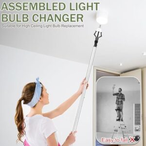 BEWITU Light Bulb Changer for High Ceilings,High Ceiling Light Bulb Changer with Pole,12 FT Light Bulb Changer with Baskets and Suction Cup,Light Bulb Extension Pole Changer