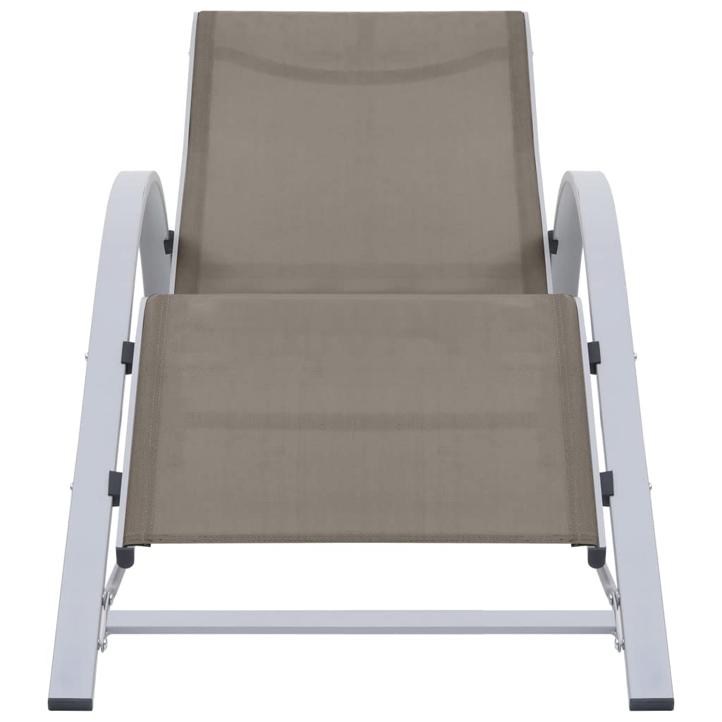 MINERWALL Sun Loungers 2 pcs with Table Aluminum Taupe,Patio Sunlounger Set with Table Comfortable and Durable Outdoor Furniture Sun Loungers, Outdoor Seating