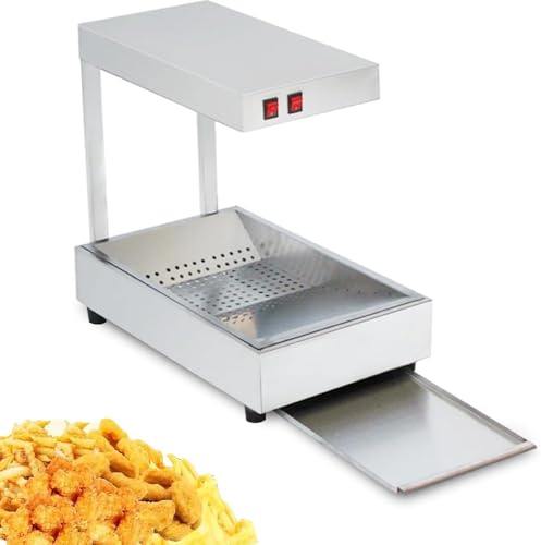 Electric Food Heat Lamp, tainless Steel Commercial Warmer, Buffet Fries Warming Dump Station, for Chips Churros Fried Food, Suitable for Restaurants, canteens, Kitchens, supermarkets, Bakeries