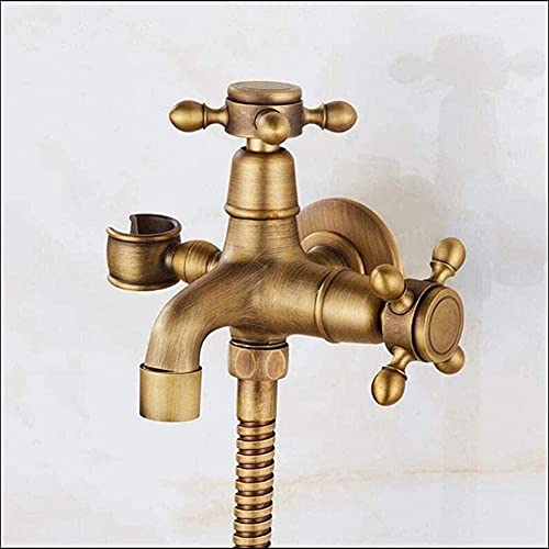 MINJING Faucets,with Brass Shower Bracket Faucet 1.5M Hose Antique Bronze Bidet Toilet Seat Sprayer Gun Sanitary Shower Kit Portable Bidet Faucet