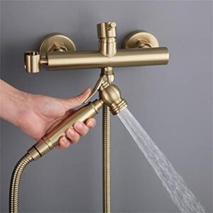 MINJING Hand Held Toilet Bidet Sprayer, Brushed Gold Stainless Steel Bidet Jet Douche Kit Faucet, Hot and Cold Toilet Washer Cleaning, Pressurized Nozzle,B