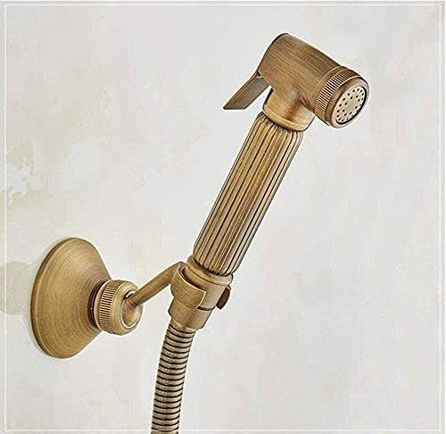 MINJING Faucets,with Brass Shower Bracket Faucet 1.5M Hose Antique Bronze Bidet Toilet Seat Sprayer Gun Sanitary Shower Kit Portable Bidet Faucet