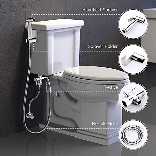 MINJING Handheld Toilet Bidet Faucet Sprayer Stainless Steel Bathroom Hand Spraye Set Self Cleaning Shower Head No Punch