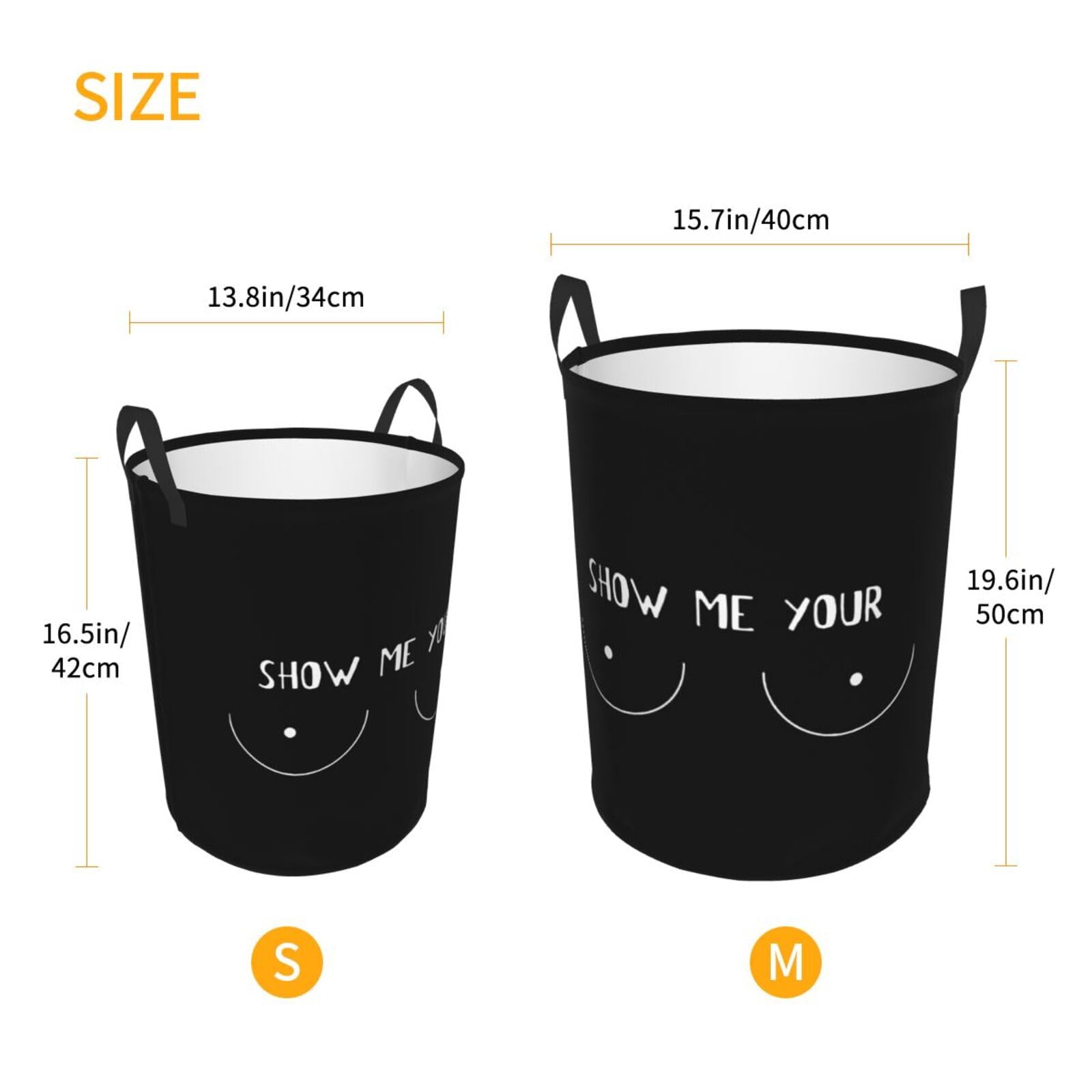 Show Me Your Boobs Laundry Basket Round Portable Storage Box Organizer Laundry Basket Portable Laundry Organizer