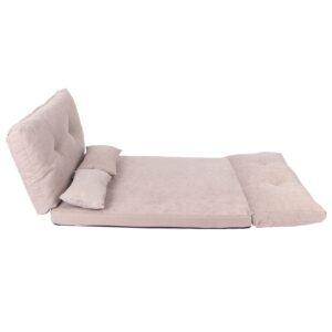 Denominate Comfortable Adjustable Lounger Folding Sofa Bed with 2 Pillows for Living Room Bedroom (Gray)