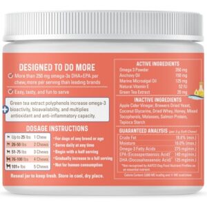 Bernie’s OMG!!! Omegas 5X Extra Strength Omega-3s DHA+EPA, Chews with Fish Oil for Dogs, Ultimate Skin & Coat, Works as Dog Allergy Chews, Dog Calming Chews, Joint Supplement. (Salmon)