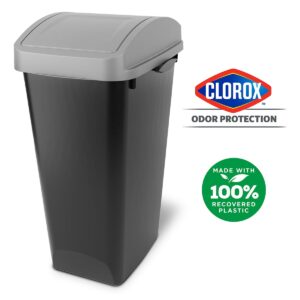 Glad Link & Sort 36 Gallon Waste and Recycle Center - 3x12G (3x45L) Plastic Bin Compartments for Trash, Recycling, Compost with Odor Protection and Swing Top and Lift Up Lids