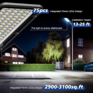 WYWNA 2PACK 6500W + 8000W Solar Street Lights Outdoor, Wide Angle Solar Parking Lot Lights Commercial Dusk to Dawn, Solar Lights Outdoor Motion Sensor Street Lights Waterproof