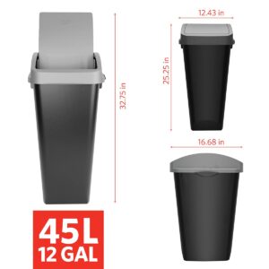 Glad Link & Sort 36 Gallon Waste and Recycle Center - 3x12G (3x45L) Plastic Bin Compartments for Trash, Recycling, Compost with Odor Protection and Swing Top and Lift Up Lids