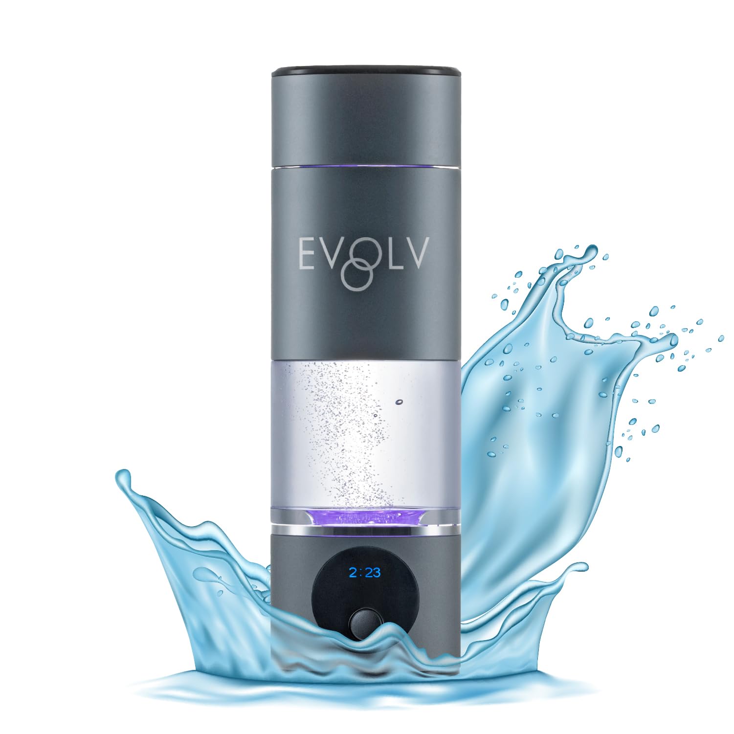 EVOLV Hydrogen Water Bottle Generator - SPE & PEM Water Ionizer 5.42PPM, Highest Concentrated Dose - 8oz Hydrogenated Water Bottle for Improved Energy & Inflammation Support - Convenient & Easy to Use