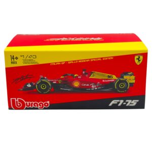 Bburago 1/43 - Scuderia Ferrari F1 Team F1-75 Signature w/Helmet Die cast Adults Model Car Display F1 Monza GP Italy Collection (#16 Charles Leclerc)