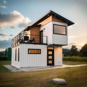 2 room customized container houses two-story villas prefab tiny homes to live in for adults mini foldable mobile home modular guest homes kit casas prefabricadas para vivir, stair terrace guardrail