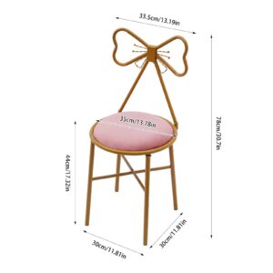 Ringmaster Modern Makeup Vanity Chair Stool Pink Bow Vanity Chair Bedroom Princess Chair,Armless Dressing Chair Cute Makeup Chair with Butterfly Backrest (Deep Pink)