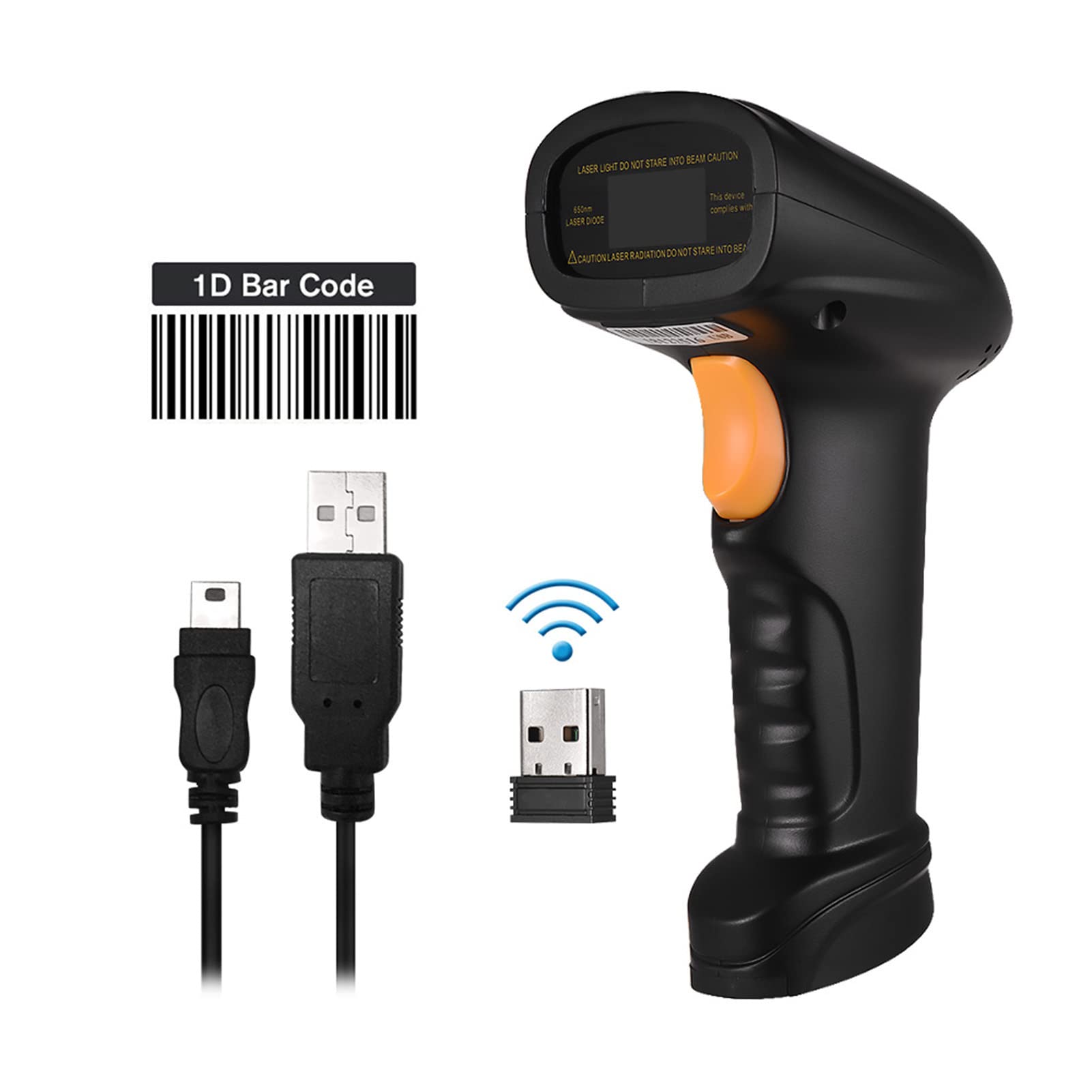 Barcode Scanner Support 2.4G and USD Connection with 1500MAh Rechargeable Battery