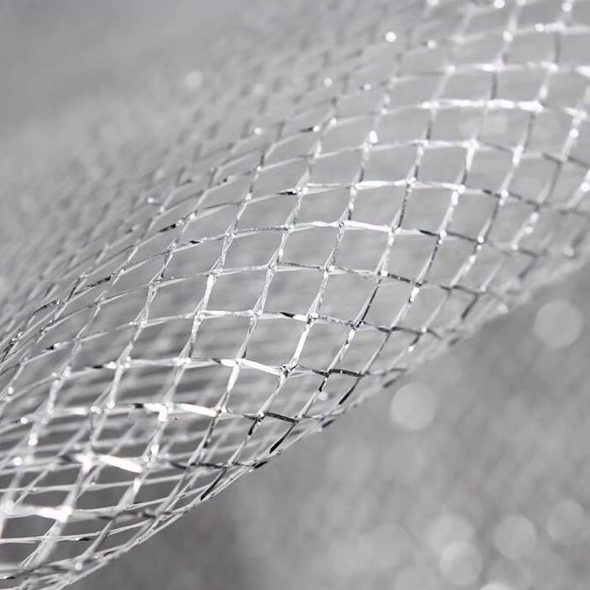 Mesh Fabric Hard Fish Net 59x108 Inch 3 Yard Netting for Sewing Clothes DIY Decoration Gold Silver