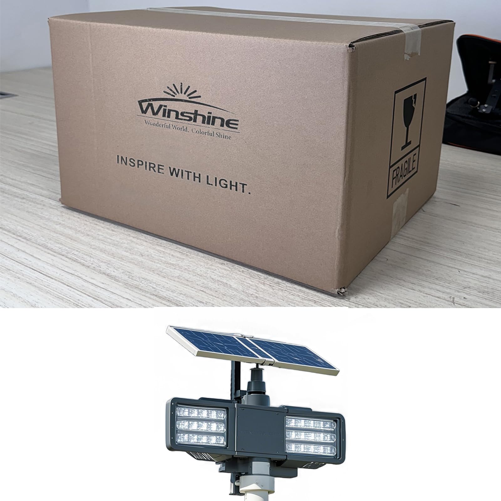 500W 360 LED Solar Street Lmaps, Dusk to Dawn, IP65 Waterproof, Outdoor Lighting, Solar Powered