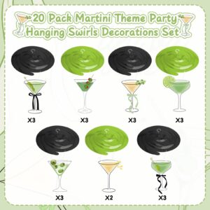 Martini Party Hanging Decorations, Martini Cocktail Cups Party Swirls Decorations for A Tini Bit Older Birthday Party Decorations, Martini Bachelorette Bridal Shower Party, Tini Bar Party Decorations