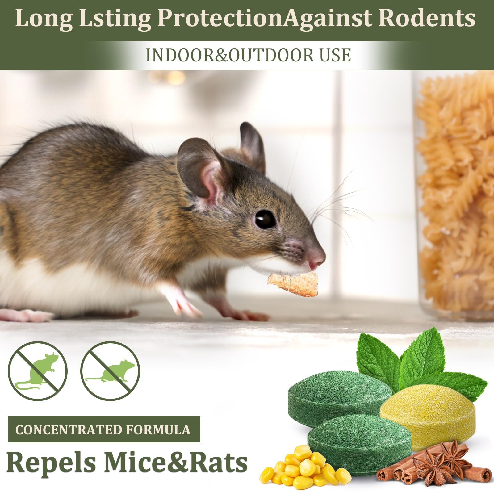 Mouse Repellent Outdoor, 24 Pack Peppermint Oil Mouse and Squirrel Deterrent for Indoor Attic Garage, Safe for Pets & Family, Natural Repellent to Keep Rodents Away from Garden and Home