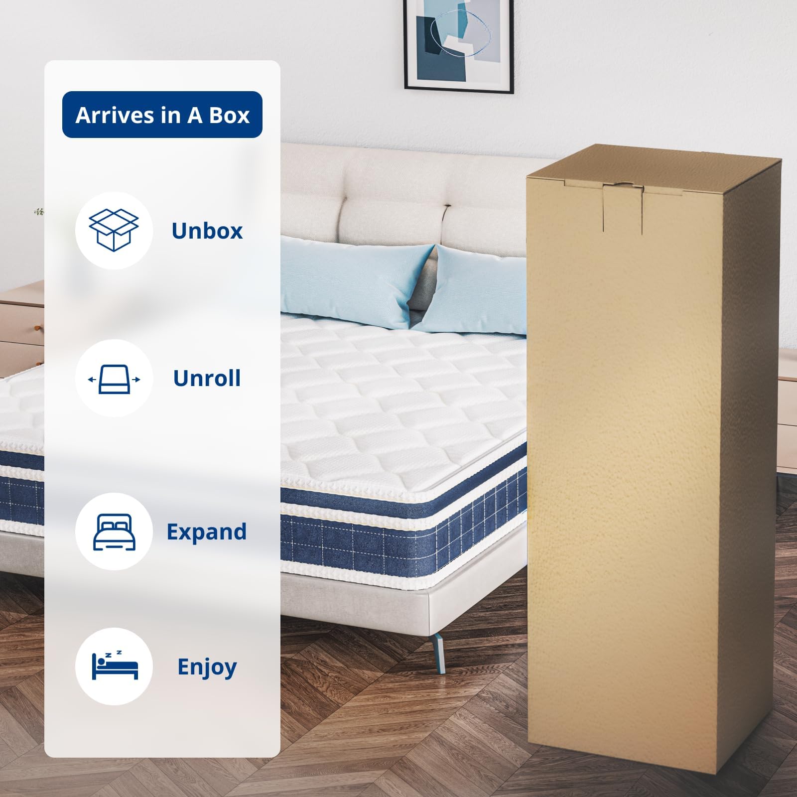 Skyday Queen Mattress, 10 Inch Cooling Queen Size Mattresses in A Box, Gel Memory Foam Hybrid Mattress for Motion Isolation, Pressure Relief,Medium Firm, Breathable, CertiPUR-US, 80"x 60"x10"