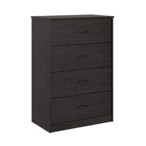 Ameriwood Home Everly Tall 4-Drawer Dresser, Black Oak