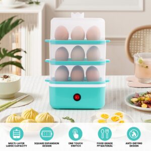 Triple Egg Cooker, 18 Egg Capacity Electric Egg Cooker with Auto Shut-Off Function makes hard, medium or soft boiled eggs quickly and meets your many needs for eggs and food.