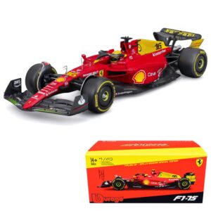 bburago 1/43 - scuderia ferrari f1 team f1-75 signature w/helmet die cast adults model car display f1 monza gp italy collection (#16 charles leclerc)