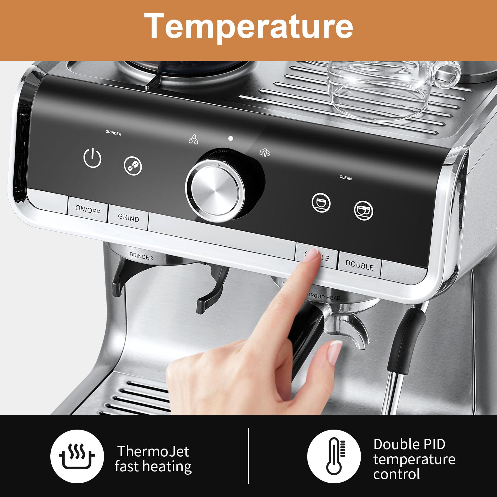 ILAVIE Espresso Coffee Machine 20 Bar for Home Office, Professional Cappuccino Latte Machines with Milk Frother, 2.8L Removable Water Tank, Espresso Maker with Grinder