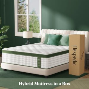 Queen Mattress, 14-Inch Luxury Hybrid Mattress, Fiberglass-Free Mattress in a Box with Gel-infused Memory Foam, Individual Pocket Spring for Motion Isolation-Edge Support,CertiPUR-US,10-Year Warranty