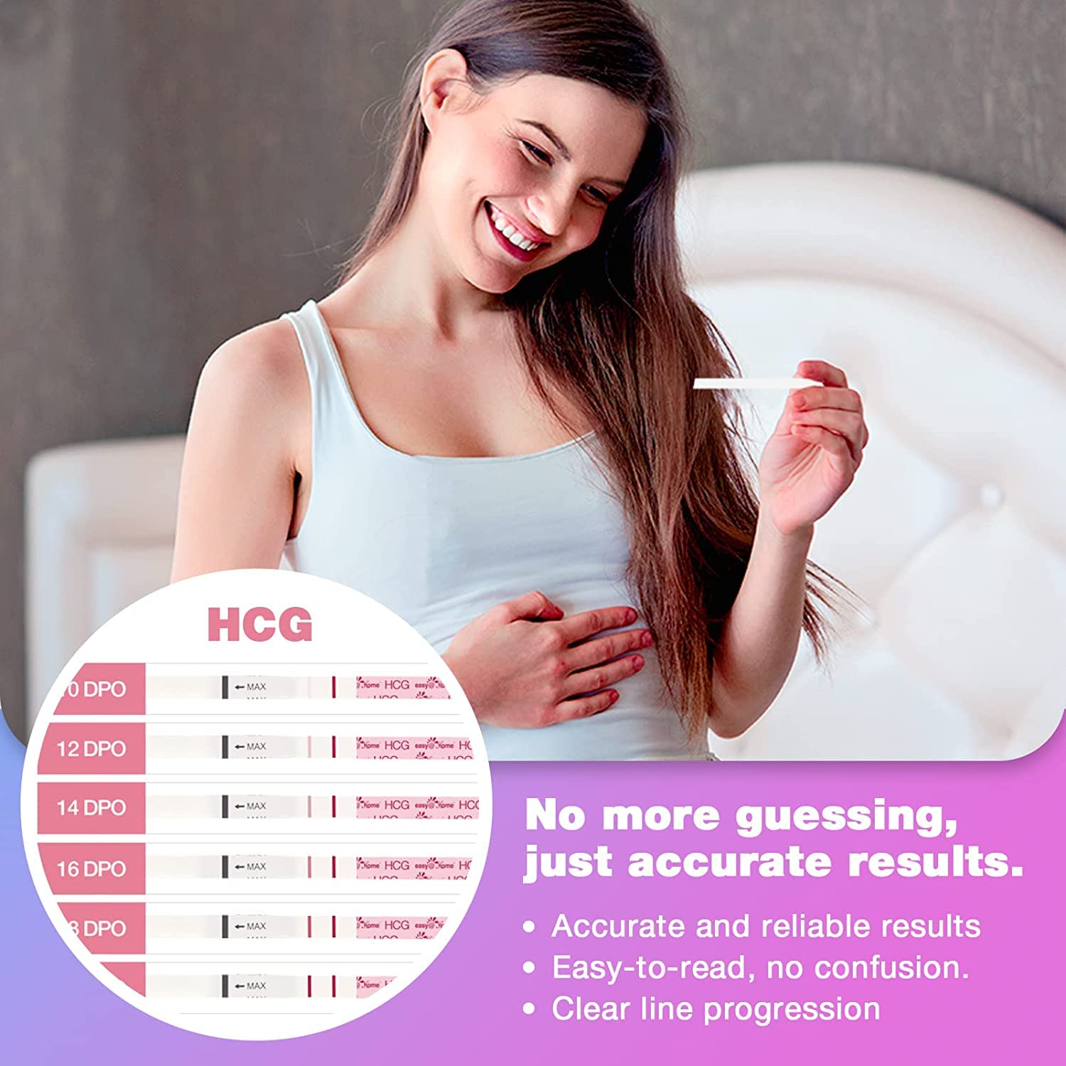 Easy@Home Digital Basal Thermometer with Blue Backlight LCD Display + Easy@Home 50 Ovulation Test Strips and 20 Pregnancy Test Strips + Easy@Home Pregnancy Test Sticks