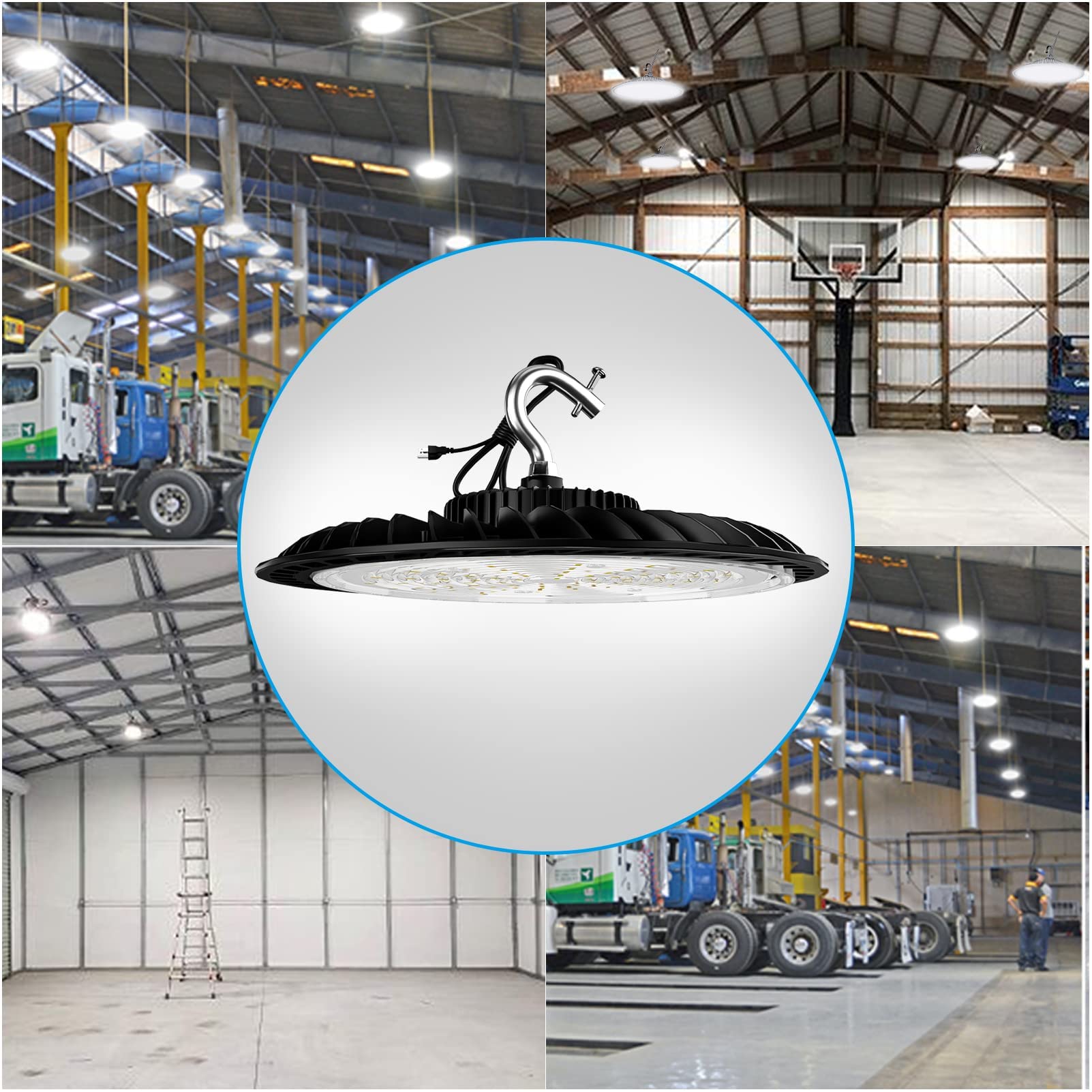 Lightdot 12Pack 250W LED High Bay Light 37500lm Commercial Bay Lighting, AC100-277V UFO LED High Bay Shop Light, High Bay LED Light Suit for 30~40Ft Height